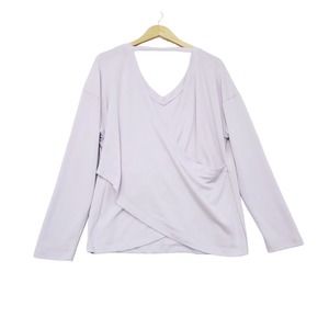 Freefly Open Crossover Back Knit Top Sweatshirt Lavender Long‎ Sleeve XL RARE